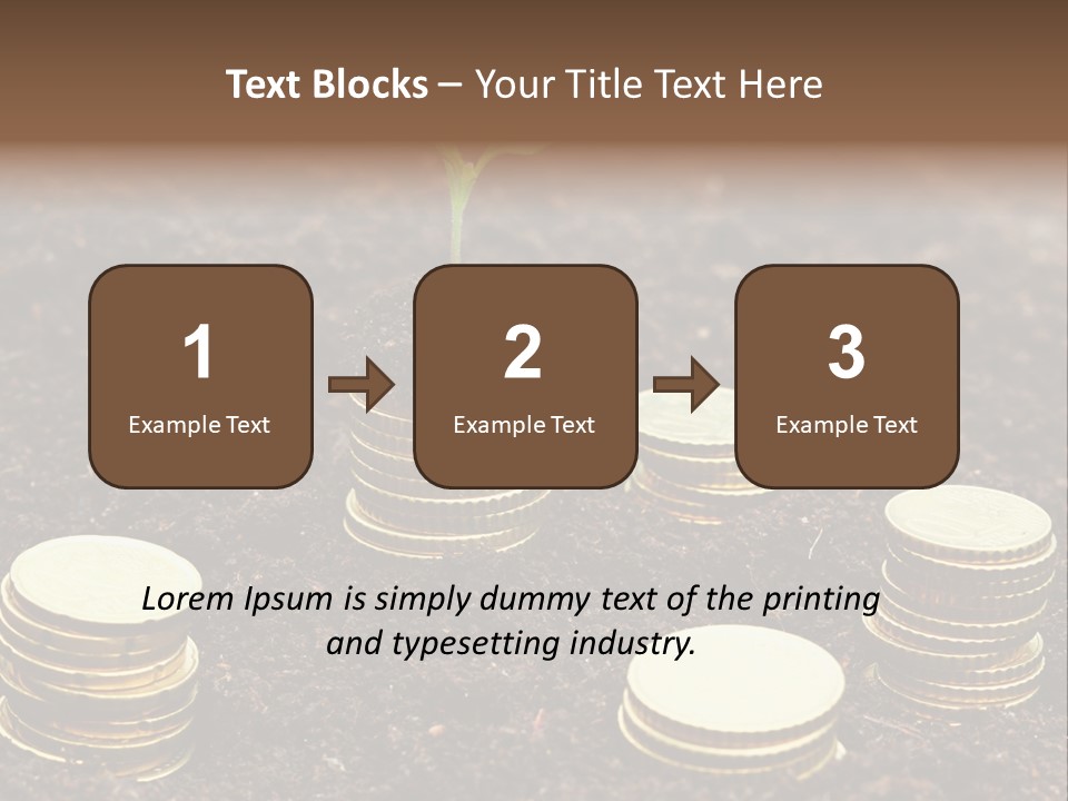 A Plant Growing Out Of A Pile Of Coins PowerPoint Template