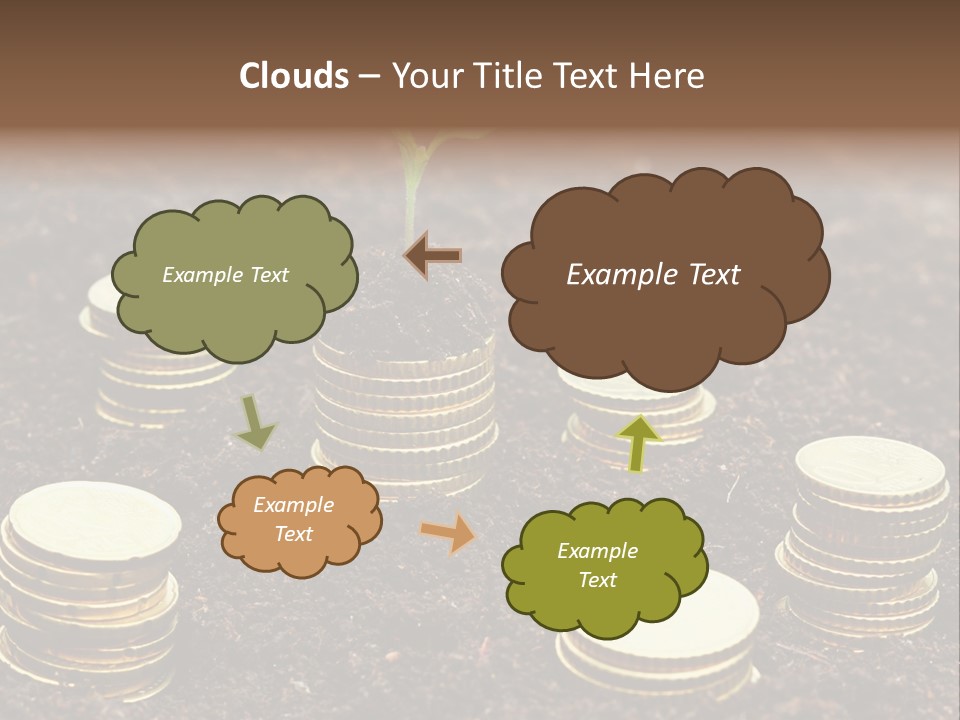 A Plant Growing Out Of A Pile Of Coins PowerPoint Template
