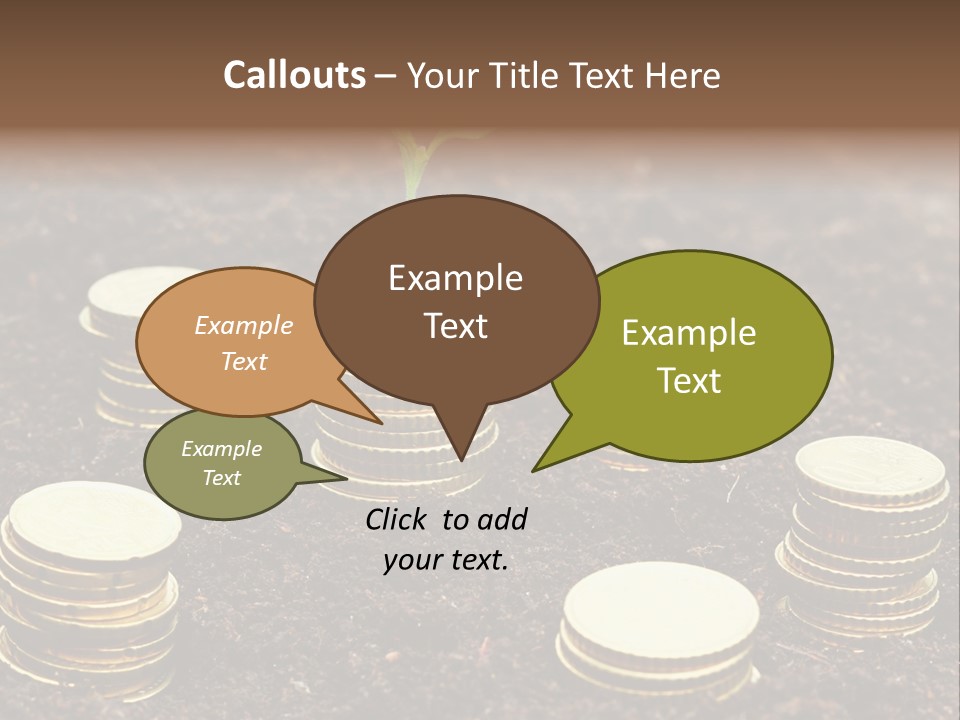 A Plant Growing Out Of A Pile Of Coins PowerPoint Template