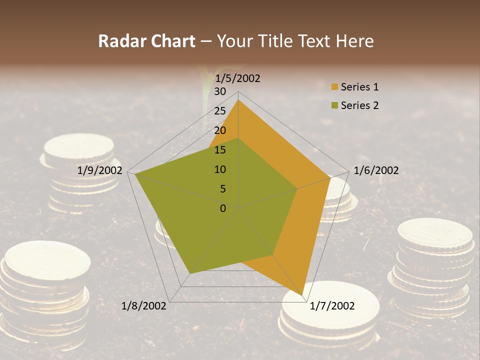 A Plant Growing Out Of A Pile Of Coins PowerPoint Template