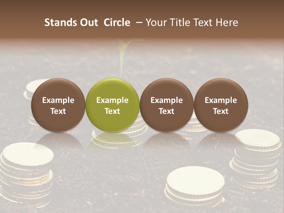 A Plant Growing Out Of A Pile Of Coins PowerPoint Template