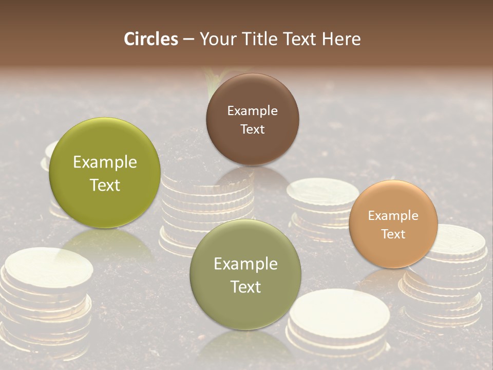 A Plant Growing Out Of A Pile Of Coins PowerPoint Template