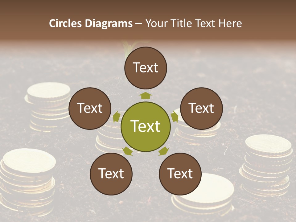 A Plant Growing Out Of A Pile Of Coins PowerPoint Template