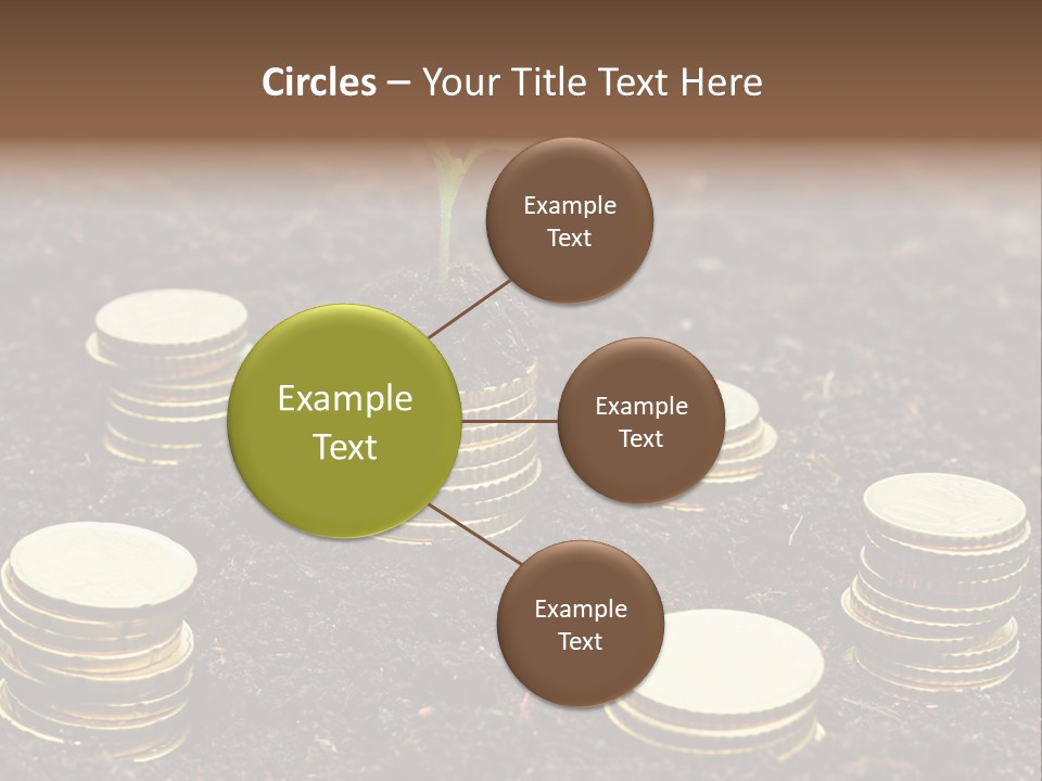 A Plant Growing Out Of A Pile Of Coins PowerPoint Template