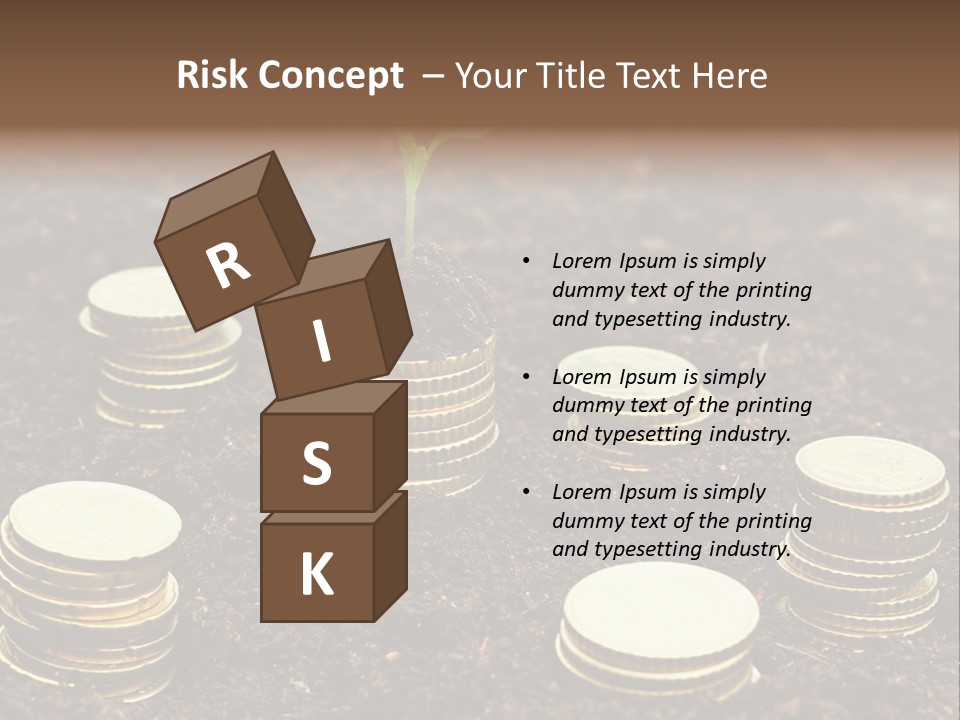 A Plant Growing Out Of A Pile Of Coins PowerPoint Template