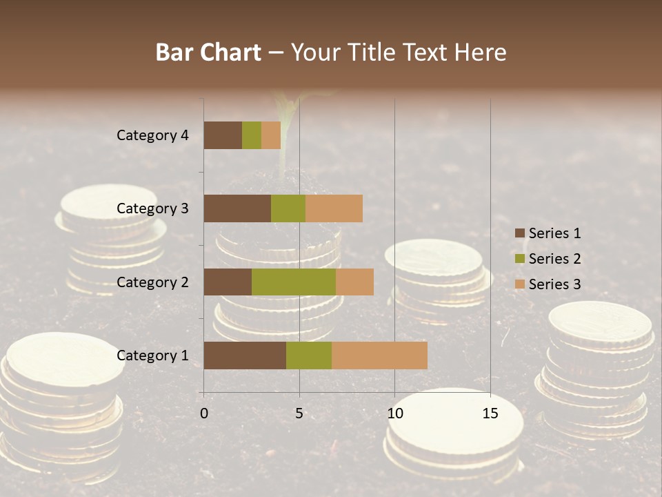 A Plant Growing Out Of A Pile Of Coins PowerPoint Template