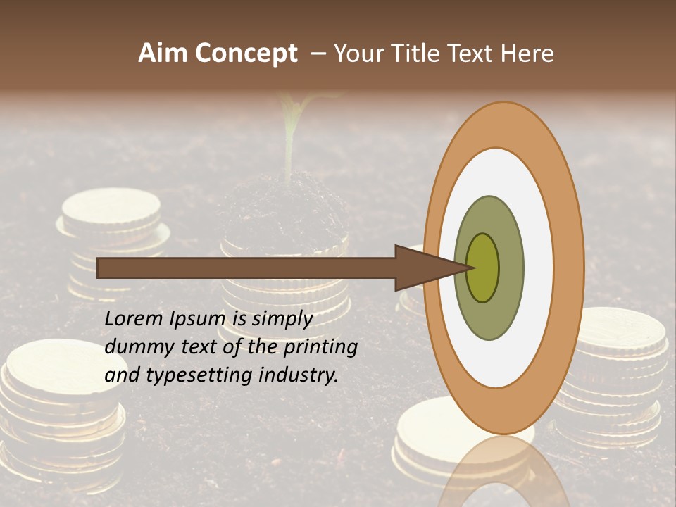 A Plant Growing Out Of A Pile Of Coins PowerPoint Template