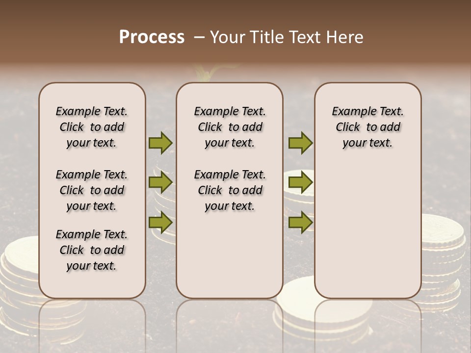 A Plant Growing Out Of A Pile Of Coins PowerPoint Template