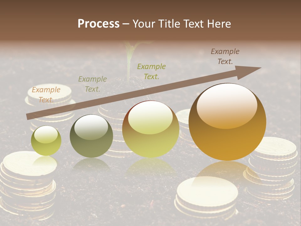 A Plant Growing Out Of A Pile Of Coins PowerPoint Template