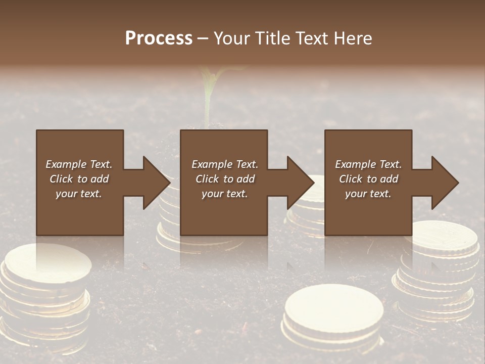 A Plant Growing Out Of A Pile Of Coins PowerPoint Template