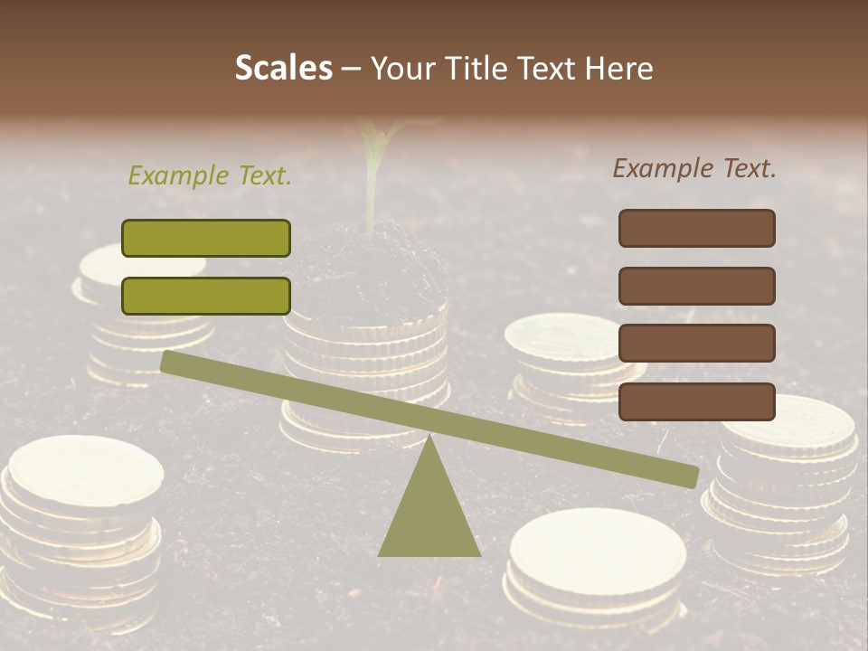 A Plant Growing Out Of A Pile Of Coins PowerPoint Template