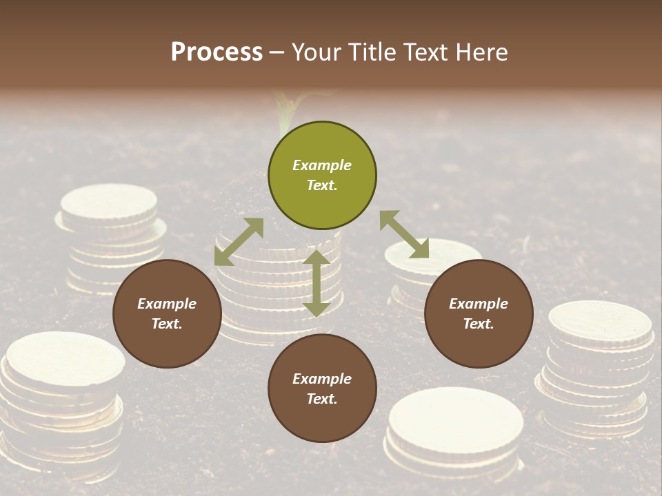 A Plant Growing Out Of A Pile Of Coins PowerPoint Template