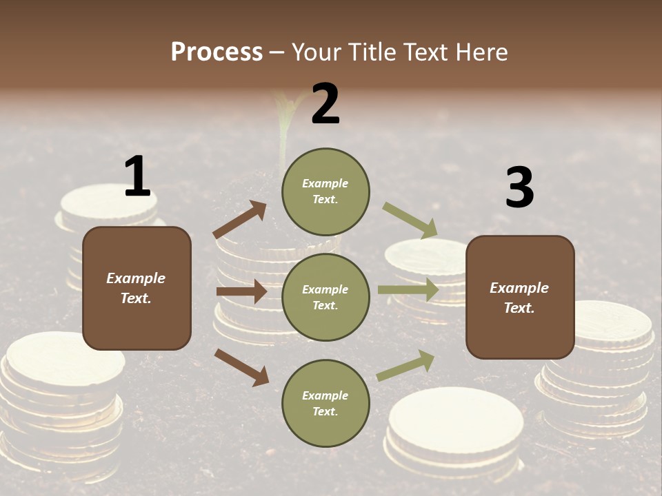 A Plant Growing Out Of A Pile Of Coins PowerPoint Template