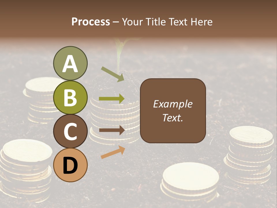 A Plant Growing Out Of A Pile Of Coins PowerPoint Template