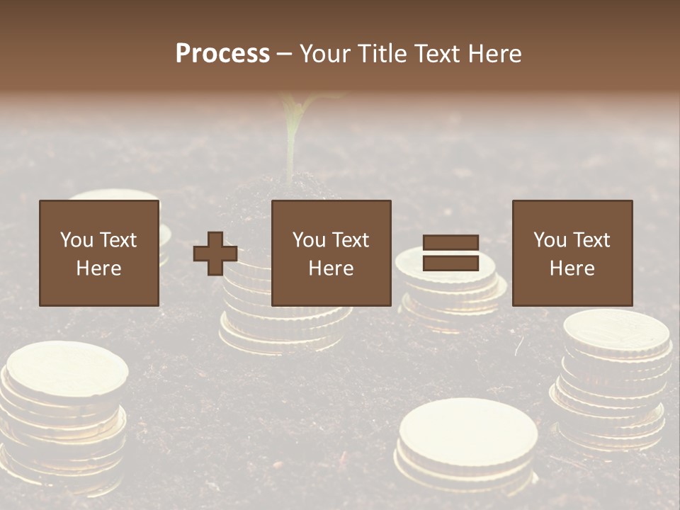 A Plant Growing Out Of A Pile Of Coins PowerPoint Template