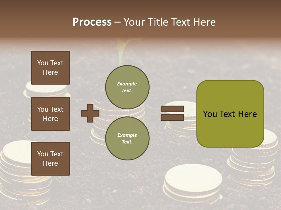 A Plant Growing Out Of A Pile Of Coins PowerPoint Template