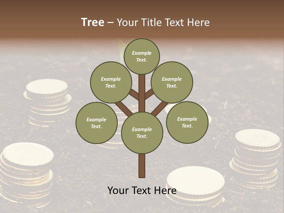 A Plant Growing Out Of A Pile Of Coins PowerPoint Template