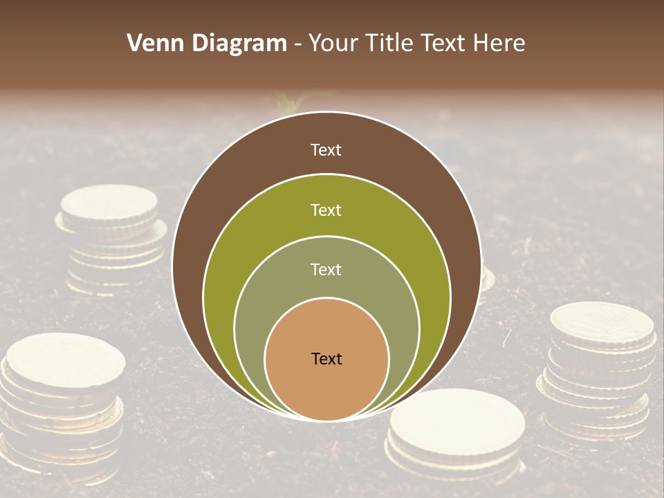 A Plant Growing Out Of A Pile Of Coins PowerPoint Template