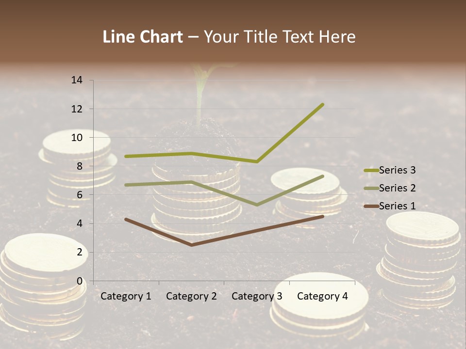 A Plant Growing Out Of A Pile Of Coins PowerPoint Template