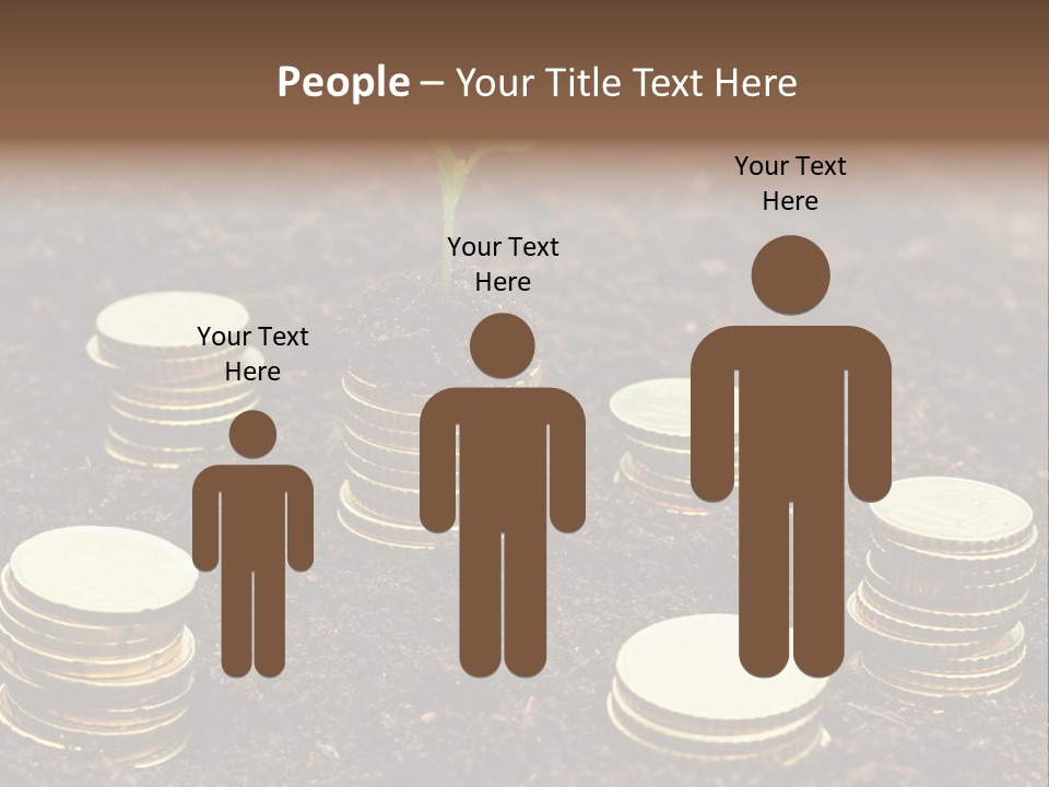 A Plant Growing Out Of A Pile Of Coins PowerPoint Template