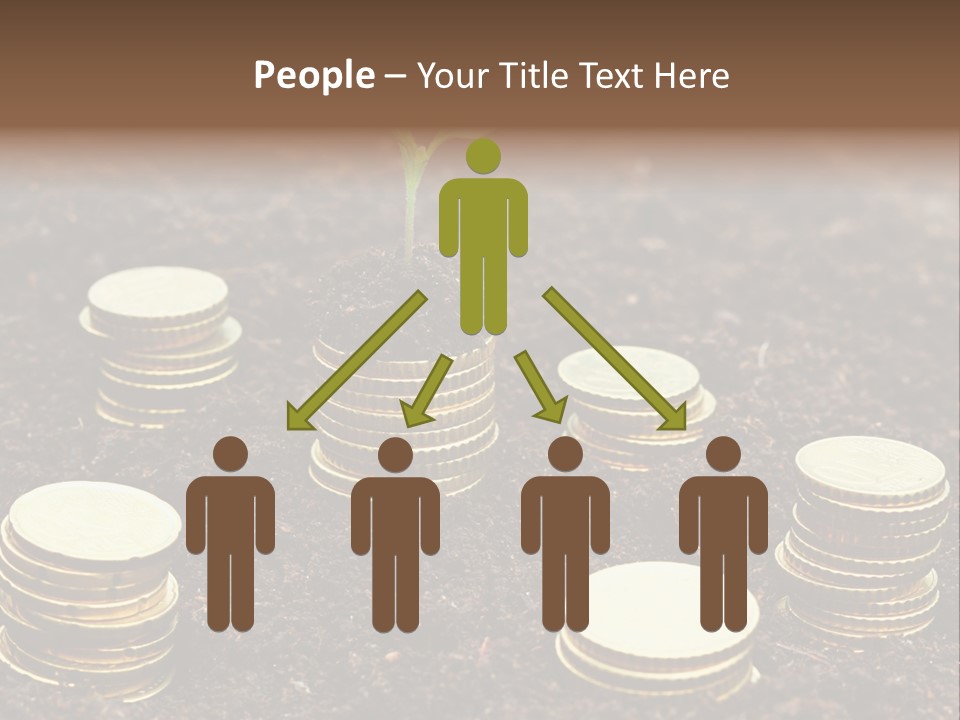 A Plant Growing Out Of A Pile Of Coins PowerPoint Template