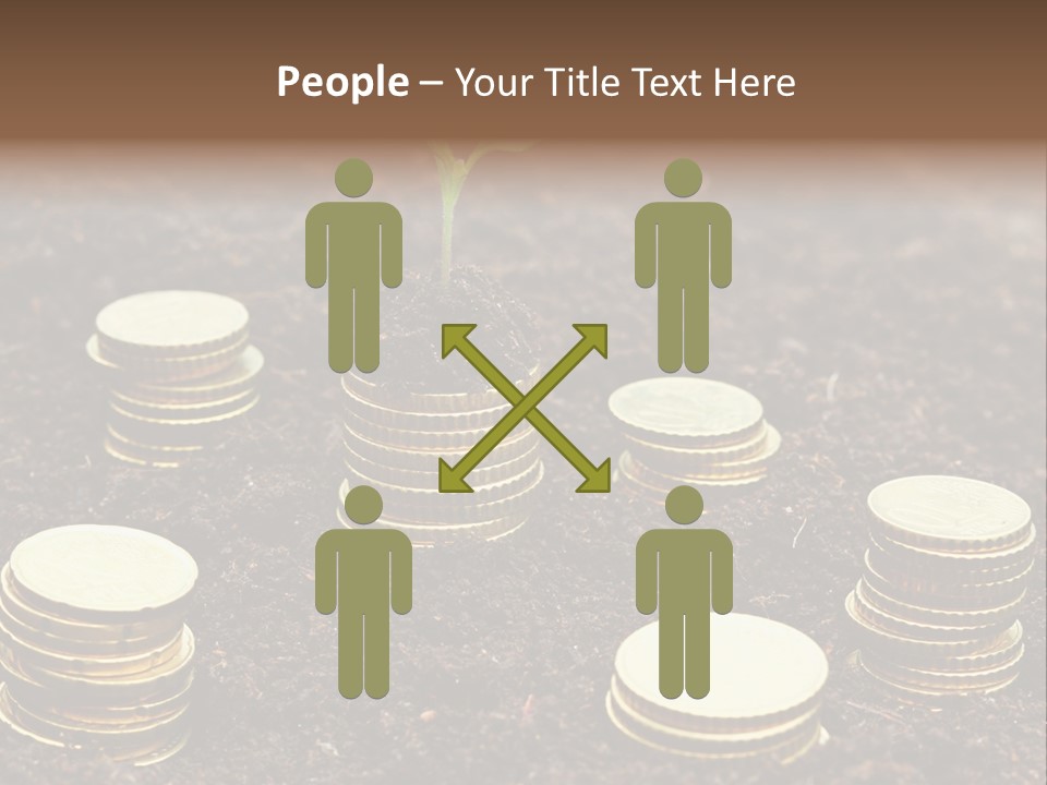 A Plant Growing Out Of A Pile Of Coins PowerPoint Template