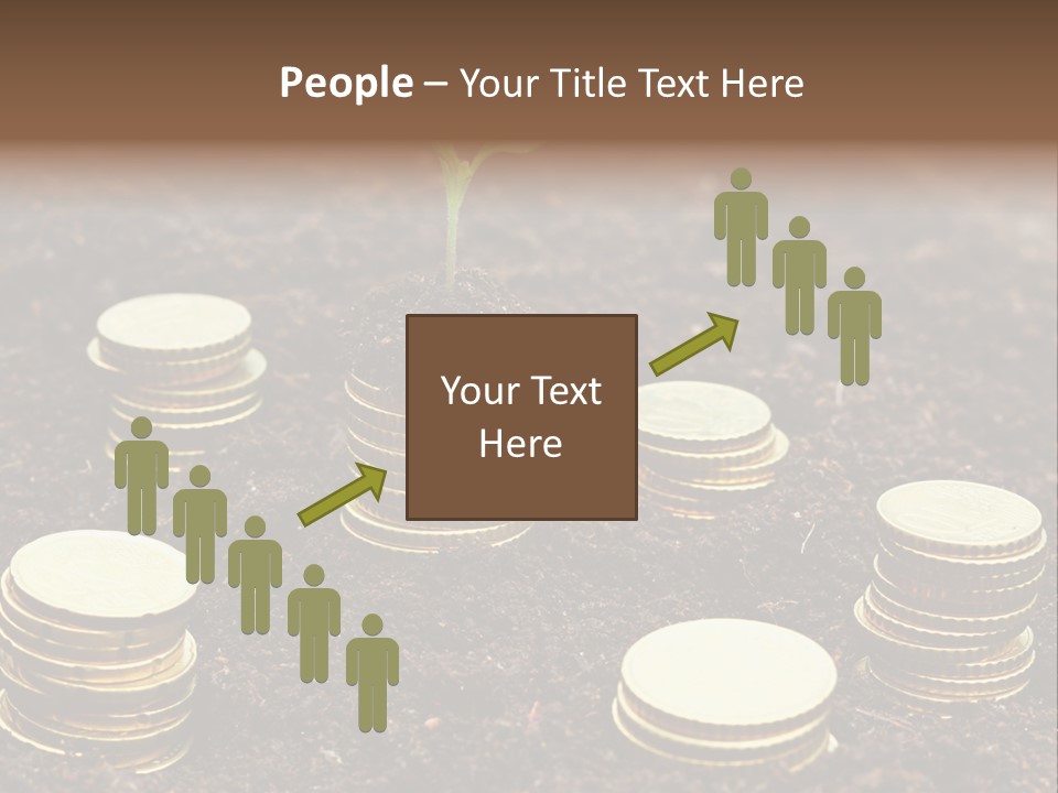A Plant Growing Out Of A Pile Of Coins PowerPoint Template