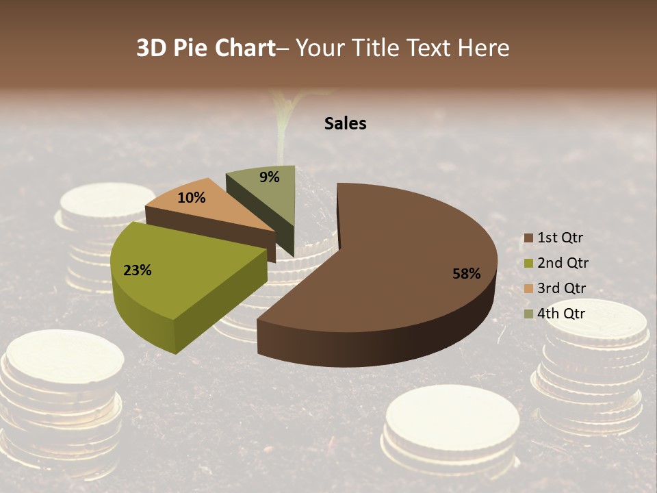 A Plant Growing Out Of A Pile Of Coins PowerPoint Template