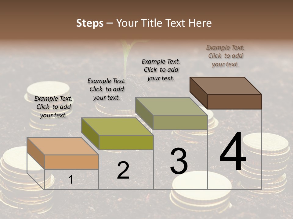 A Plant Growing Out Of A Pile Of Coins PowerPoint Template