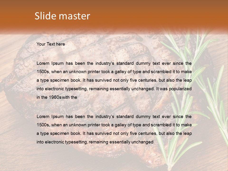 A Piece Of Meat With A Sprig Of Rosemary On Top Of It PowerPoint Template