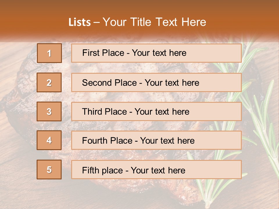 A Piece Of Meat With A Sprig Of Rosemary On Top Of It PowerPoint Template
