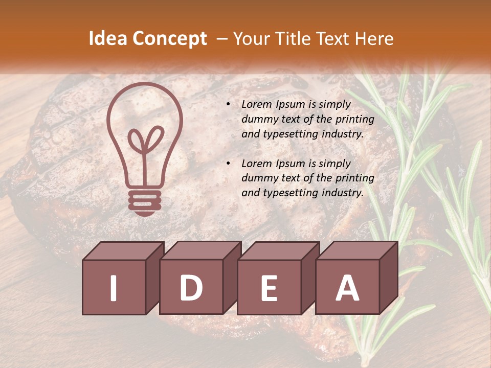 A Piece Of Meat With A Sprig Of Rosemary On Top Of It PowerPoint Template