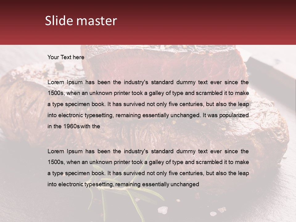 A Piece Of Steak On A Table With A Knife PowerPoint Template