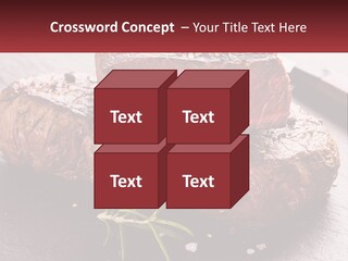 A Piece Of Steak On A Table With A Knife PowerPoint Template