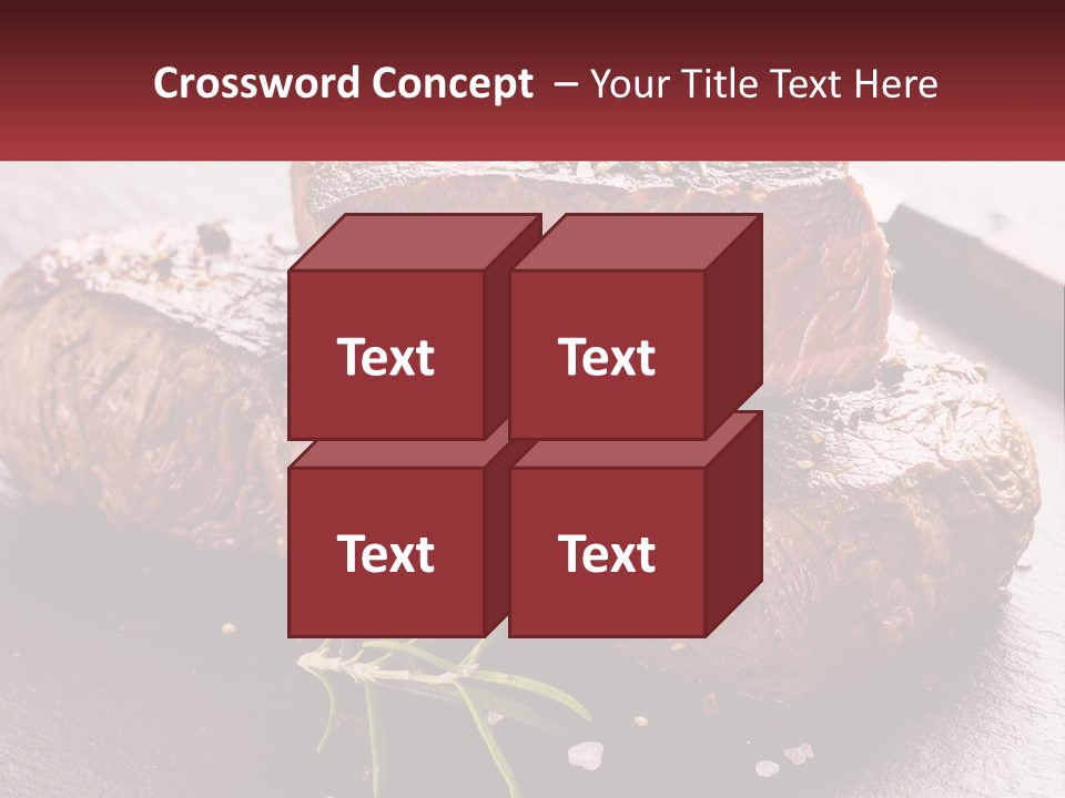 A Piece Of Steak On A Table With A Knife PowerPoint Template