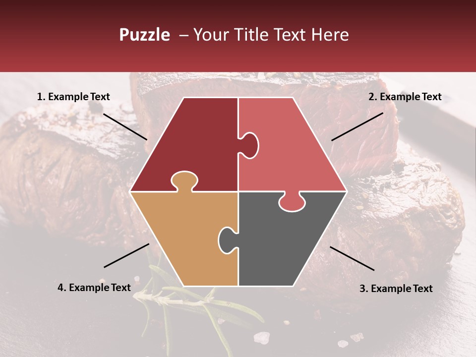 A Piece Of Steak On A Table With A Knife PowerPoint Template