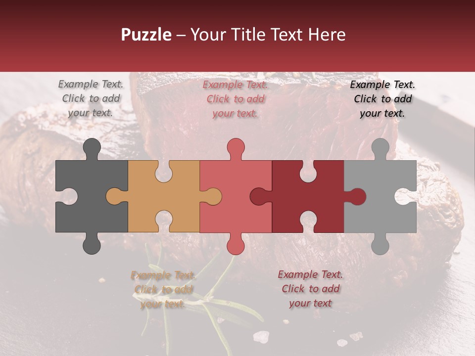 A Piece Of Steak On A Table With A Knife PowerPoint Template