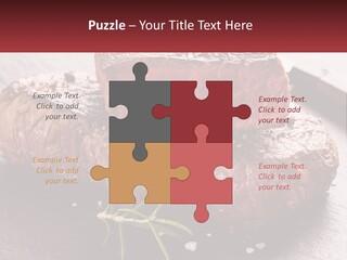 A Piece Of Steak On A Table With A Knife PowerPoint Template