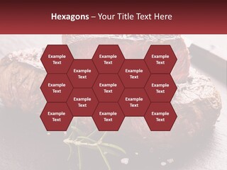 A Piece Of Steak On A Table With A Knife PowerPoint Template