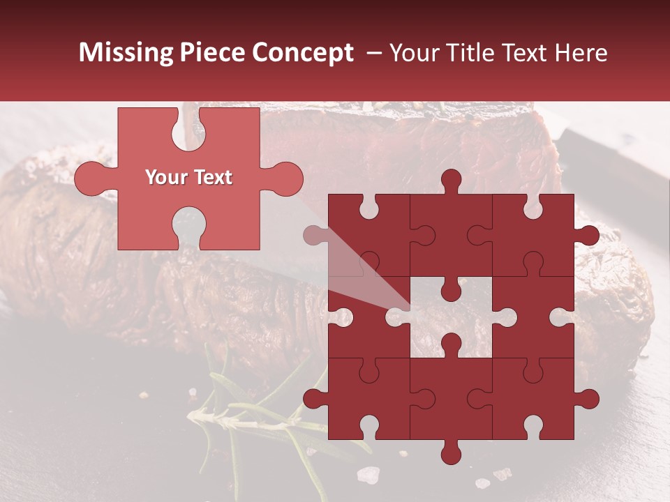 A Piece Of Steak On A Table With A Knife PowerPoint Template