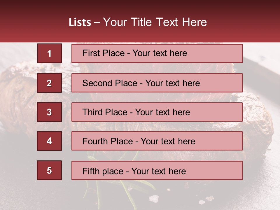 A Piece Of Steak On A Table With A Knife PowerPoint Template