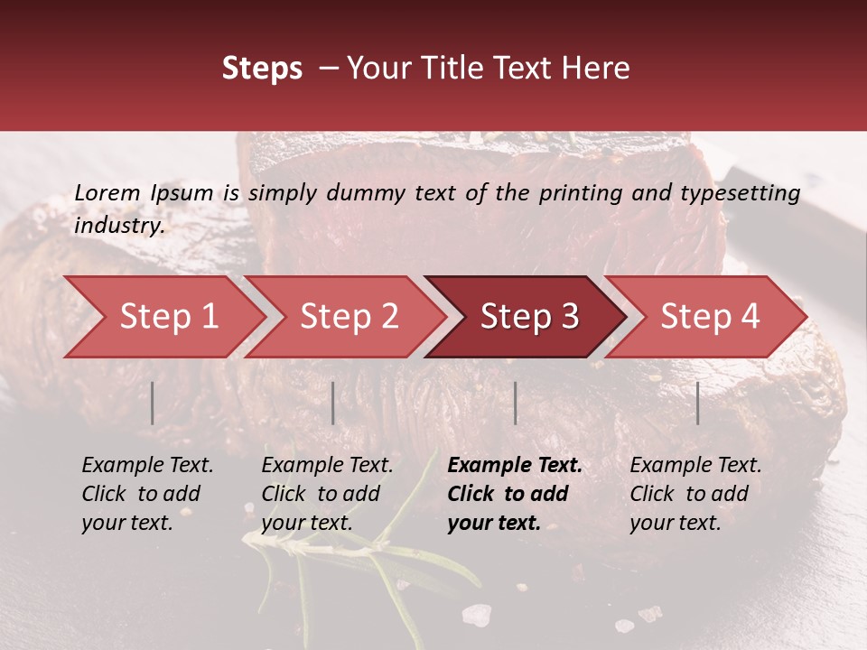 A Piece Of Steak On A Table With A Knife PowerPoint Template