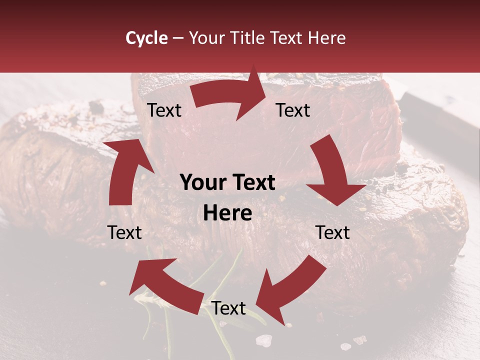 A Piece Of Steak On A Table With A Knife PowerPoint Template