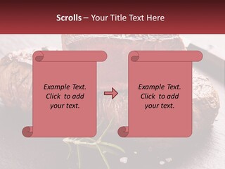 A Piece Of Steak On A Table With A Knife PowerPoint Template