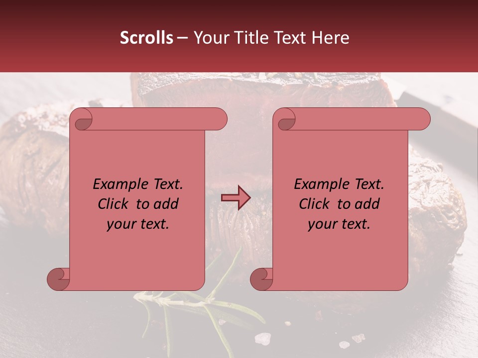 A Piece Of Steak On A Table With A Knife PowerPoint Template
