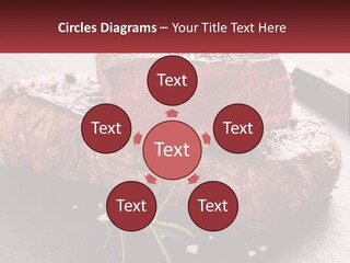 A Piece Of Steak On A Table With A Knife PowerPoint Template