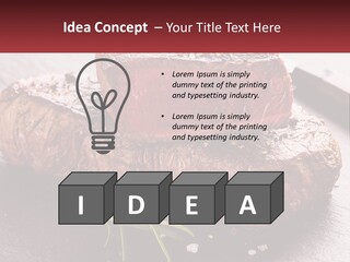 A Piece Of Steak On A Table With A Knife PowerPoint Template