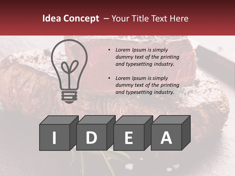 A Piece Of Steak On A Table With A Knife PowerPoint Template