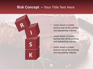 A Piece Of Steak On A Table With A Knife PowerPoint Template
