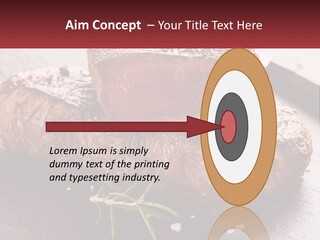 A Piece Of Steak On A Table With A Knife PowerPoint Template
